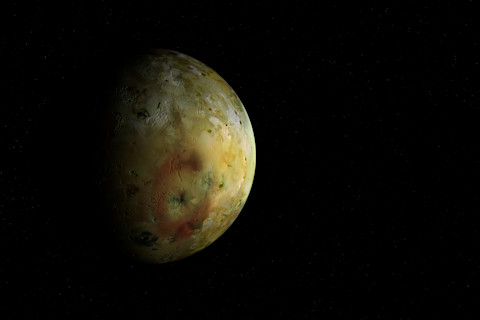 Digitally generated photograph of Io, the moon of Jupiter
