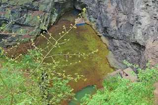  A view of underwater cave, Hranická Propast from above