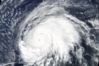 Hurricane Lorenzo moving through the eastern North Atlantic Ocean, as seen from NASA's Terra satellite.