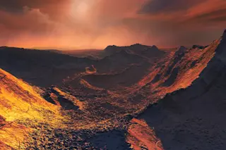 An artist’s illustration shows what of the exoplanet orbiting Barnard's Star might look like on the surface. (Credit: ESO/M. Kornmesser) 