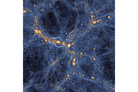 Simulation of galaxies and gas in the universe.