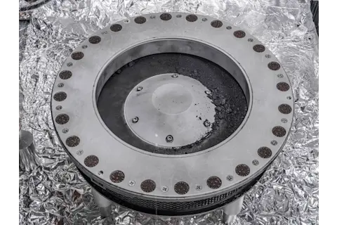 A view of the outside of the OSIRIS-REx sample collector