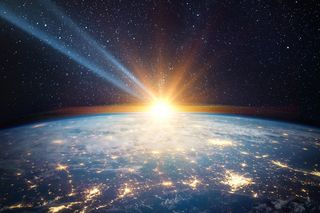 Comet hitting Earth from space