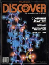 The cover of the October 1980 issue of Discover Magazine, showing an image of a DNA molecule drawn by a computer
