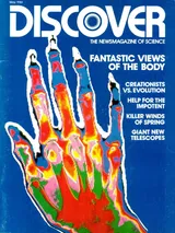 The cover image of the May 1981 issue of Discover Magazine, showing an image of a human hand taken using tomography