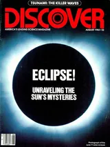 The cover image of the August 1983 issue of Discover Magazine