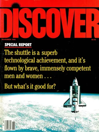 The cover image of the November 1985 issue of Discover Magazine