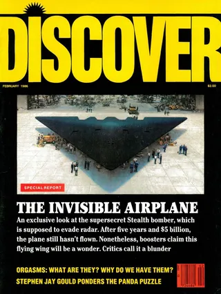 The cover image of the February 1986 issue of Discover Magazine