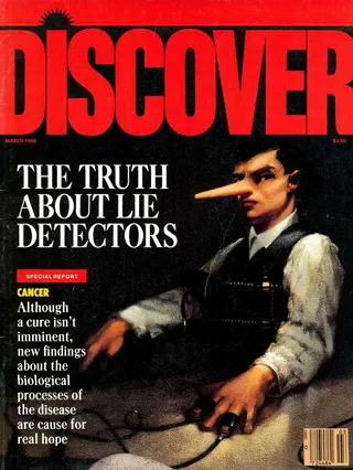 The cover image of the March 1986 issue of Discover Magazine
