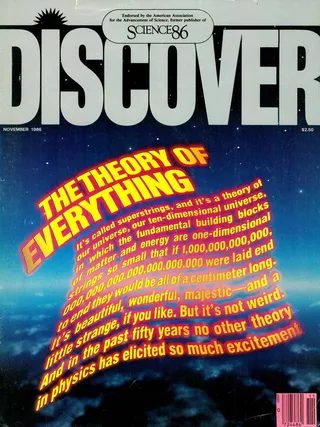 The cover image of the November 1986 issue of Discover Magazine