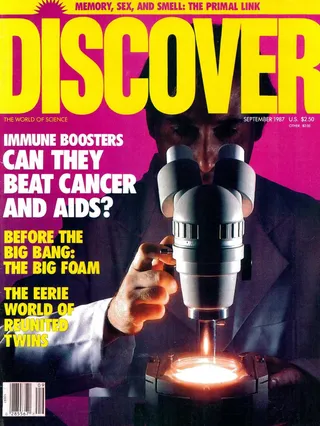 The cover image of the September 1987 issue of Discover Magazine