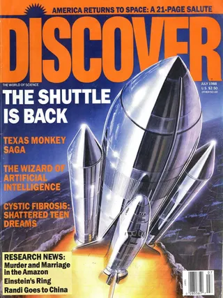 The cover image of the July 1988 issue of Discover Magazine