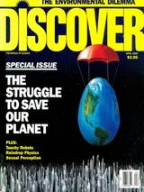 The cover image of the April 1990 issue of Discover Magazine