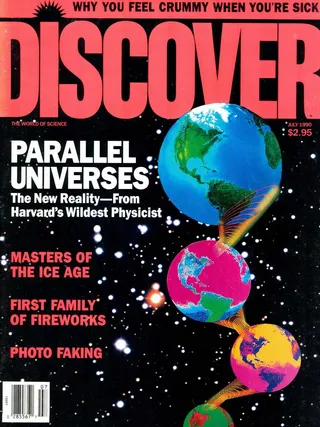 The cover image of the July 1990 issue of Discover Magazine
