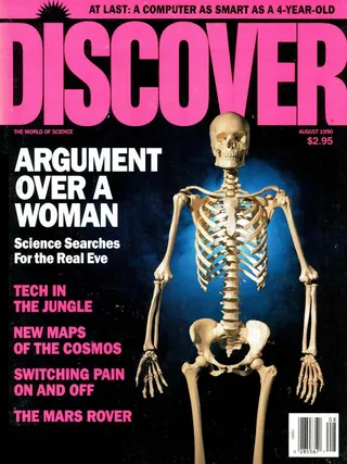 The cover image of the August 1990 issue of Discover Magazine