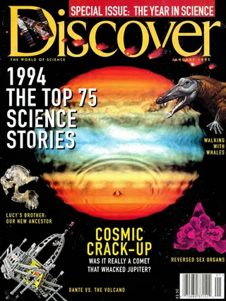 The cover image of the January 1995 issue of Discover Magazine