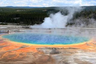Grand Prismatic Spring, the largest hot spring at Yellowstone National Park in the US.