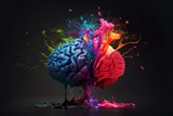 multi-colored brain with paint splotches 