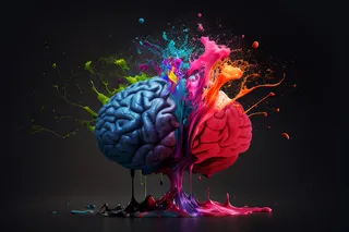 multi-colored brain with paint splotches 