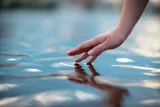 fingers tracing over the surface of a pool 
