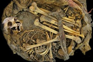 A mummy in a bundle. A mummy in a bundle.