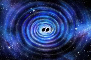 Two black holes colliding and causing ripples Two black holes colliding and causing ripples