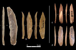 A series of stone tools. A series of stone tools.