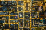 Top-down aerial view of city lights at night