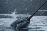 narwhal breaching the surface