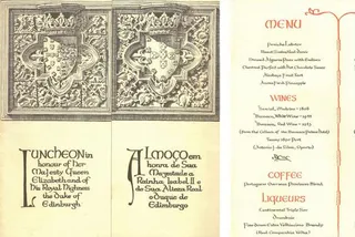 old tactical Portuguese menu honoring the queen old tactical Portuguese menu honoring the queen