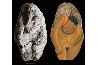 12,000 year-old clay figure of woman and a goose 