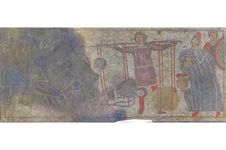 Panel 3 of the Ketton Mosaic, depicting the King of Troy Panel 3 of the Ketton Mosaic, depicting the King of Troy