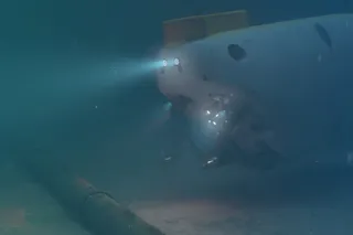 Deep-sea submersible scanning ocean floor Deep-sea submersible scanning ocean floor