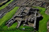 Aerial view of Vindolanda, including the baths and latrine