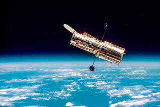 Hubble space telescope orbiting around Earth 
