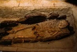 Ancient human remains buried in a tomb