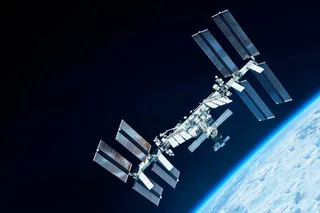 International space station floating above Earth