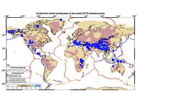 a map of the world showing plate faults and earthquake zones