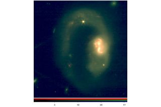 bright yellow cosmic dust in a swirl around star