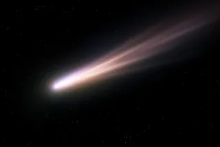 a colorful comet in space 