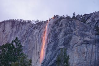 Yosemite horsetail fall, also known as firefall during February