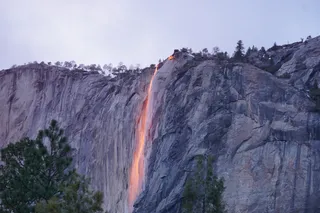 Yosemite horsetail fall, also known as firefall during February