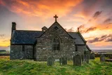 Medieval church at sunrise 