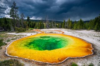 one of the thermal pools at Yellowstone National Park 