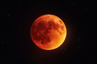 a reddish blood moon during an eclipse 