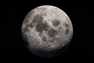 Image of the moon in space, referencing the lunar magnetic field