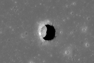 A pit on the moon's surface. (Credit: NASA/Goddard/Arizona State University)