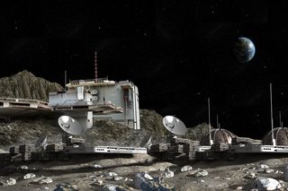 Illustration of building structures on the moon Illustration of building structures on the moon