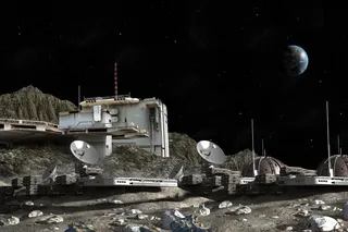 Illustration of building structures on the moon