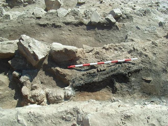 Archaeological remains of a wooden loom 